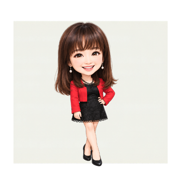 Ilustrasi Nicole memakai jaket merah